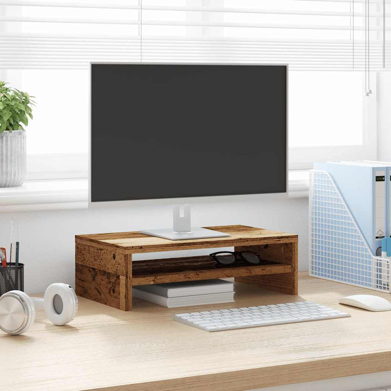 Load image into Gallery viewer, VidaXL Monitorstandaard 42x24x13 cm bewerkt hout oud houtkleurig