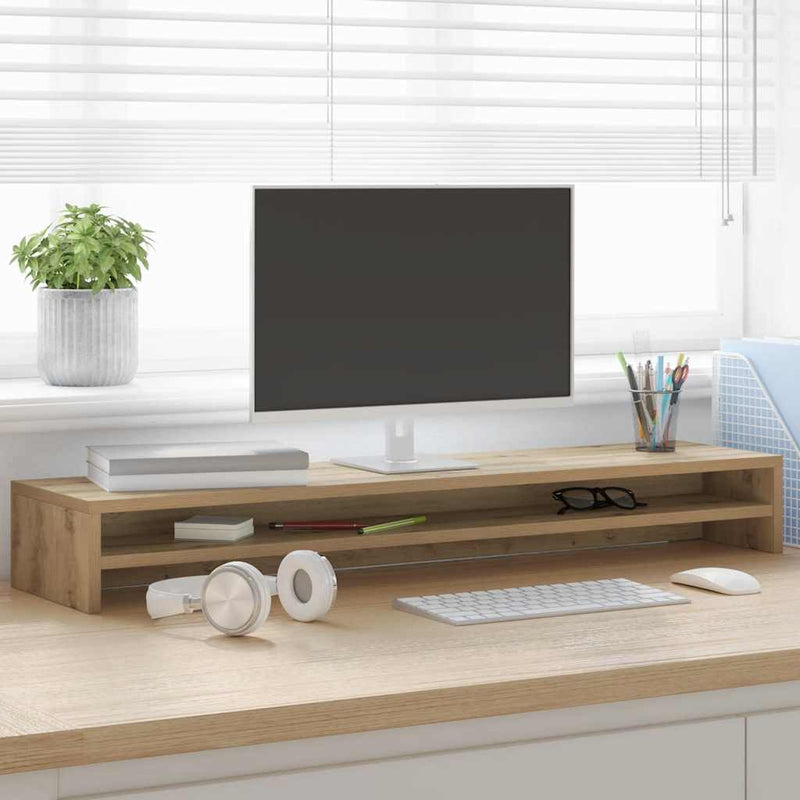Load image into Gallery viewer, Vidaxl monitorstandaard artisan eikenhout 100x24x13 cm