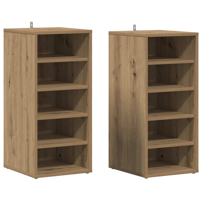 Load image into Gallery viewer, Vidaxl schoenenkasten 2 st 32x35x70 cm bewerkt hout artisanaal eiken