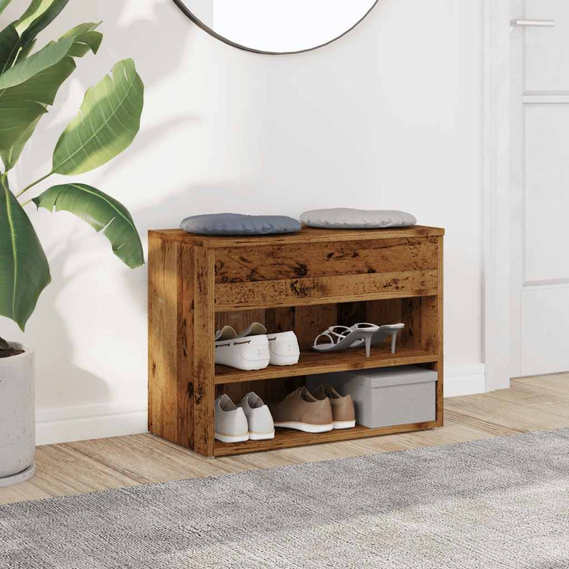Load image into Gallery viewer, Vidaxl schoenenbank 60x30x45 cm bewerkt hout oud houtkleurig