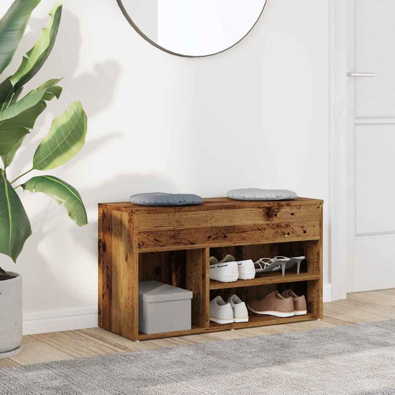 Load image into Gallery viewer, Vidaxl schoenenbank 80x30x45 cm bewerkt hout oud houtkleurig