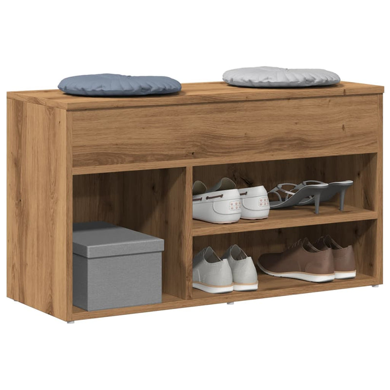 Load image into Gallery viewer, Vidaxl schoenenbankje 80x30x45 cm bewerkt hout artisanaal eikenkleur
