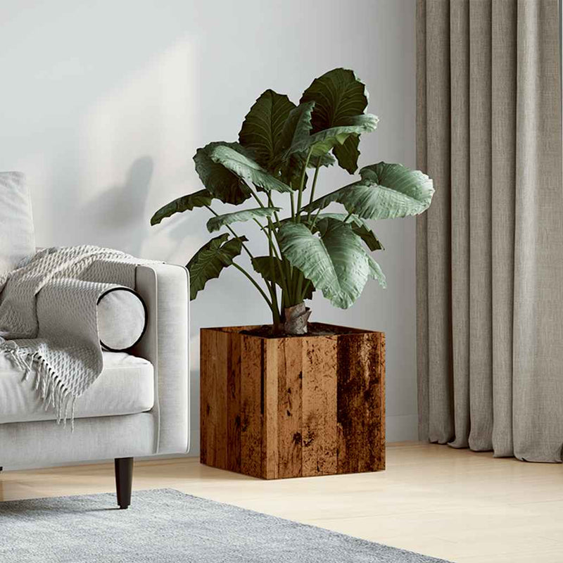 Load image into Gallery viewer, Vidaxl plantenbak 40x40x40 cm bewerkt hout oud houtkleurig