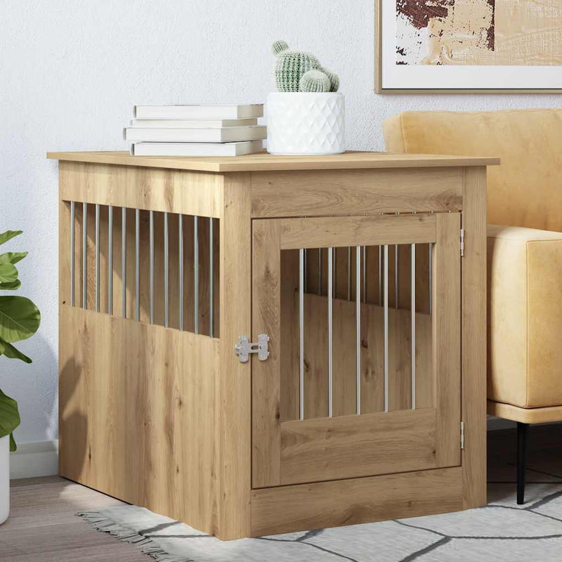 Load image into Gallery viewer, Vidaxl hondenbench 64,5x80x71 cm bewerkt hout artisanaal eikenkleur
