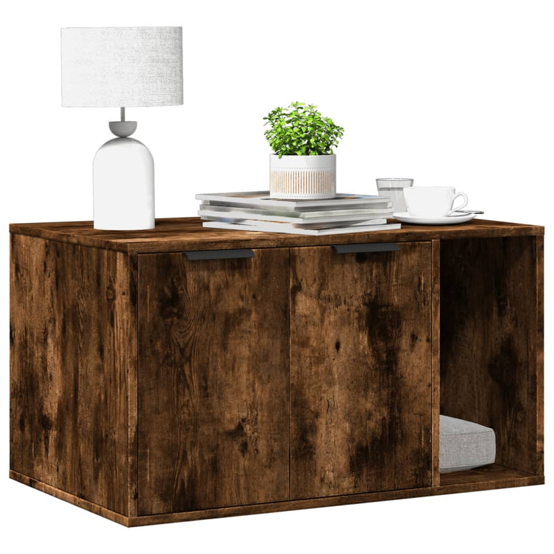 Load image into Gallery viewer, Vidaxl kattenbakkast 80x50x45 cm bewerkt hout gerookt eikenkleurig