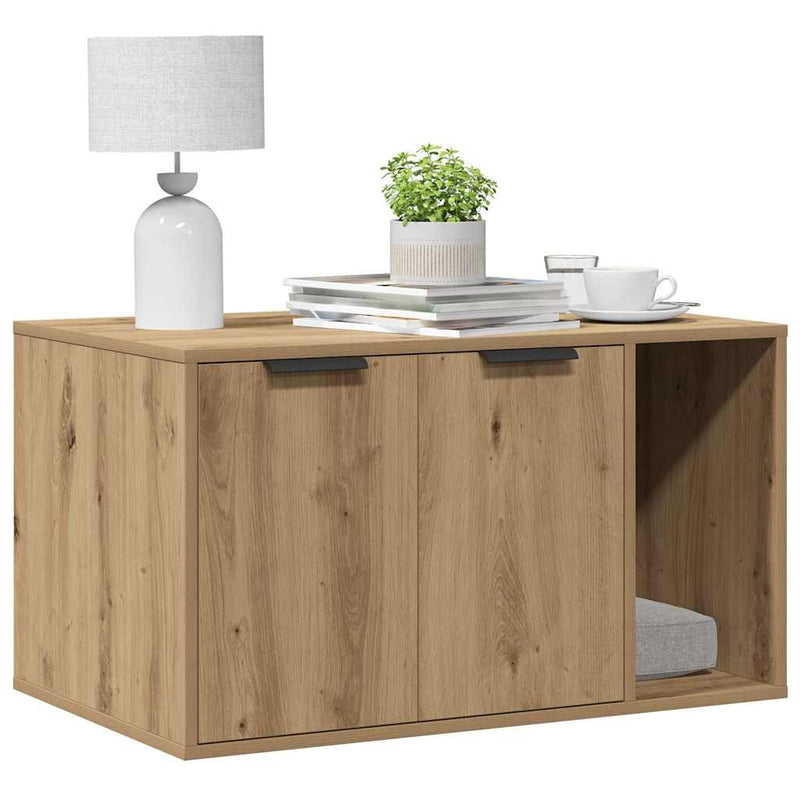 Load image into Gallery viewer, Vidaxl kattenbakkast 80x50x45 cm bewerkt hout artisanaal eikenkleurig