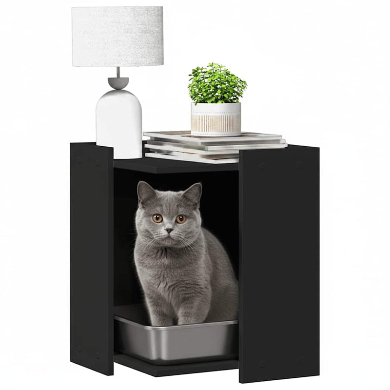 Load image into Gallery viewer, Vidaxl kattenbakkast 42x42x51 cm bewerkt hout zwart