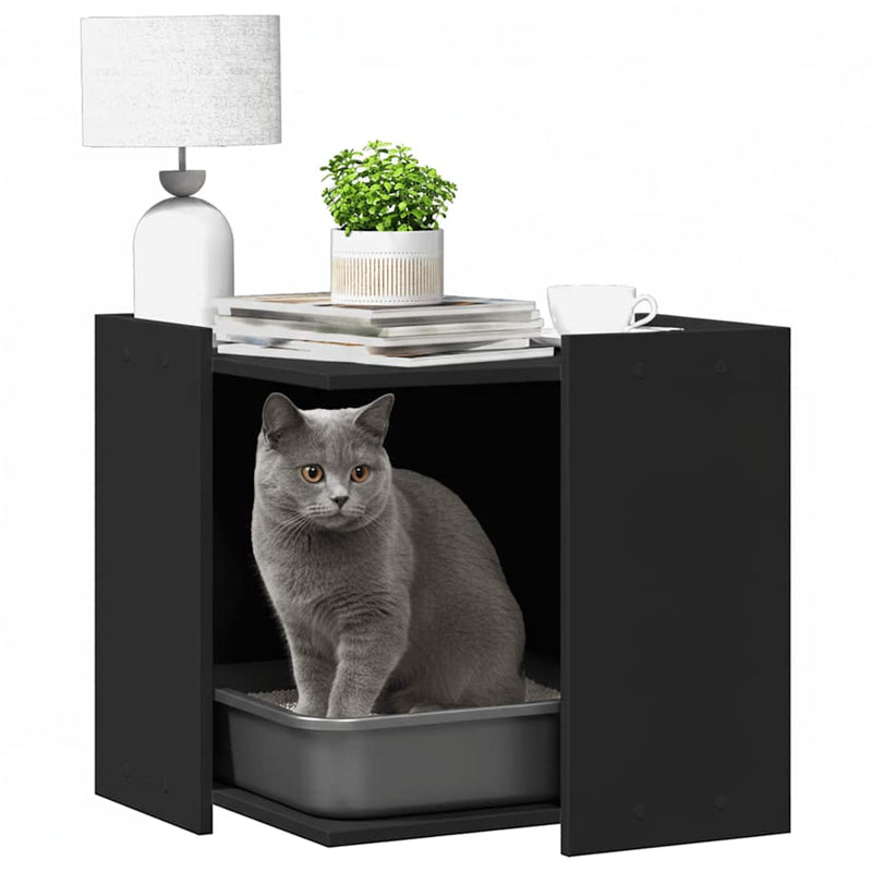Load image into Gallery viewer, Vidaxl kattenbakkast 53x53x51 cm bewerkt hout zwart