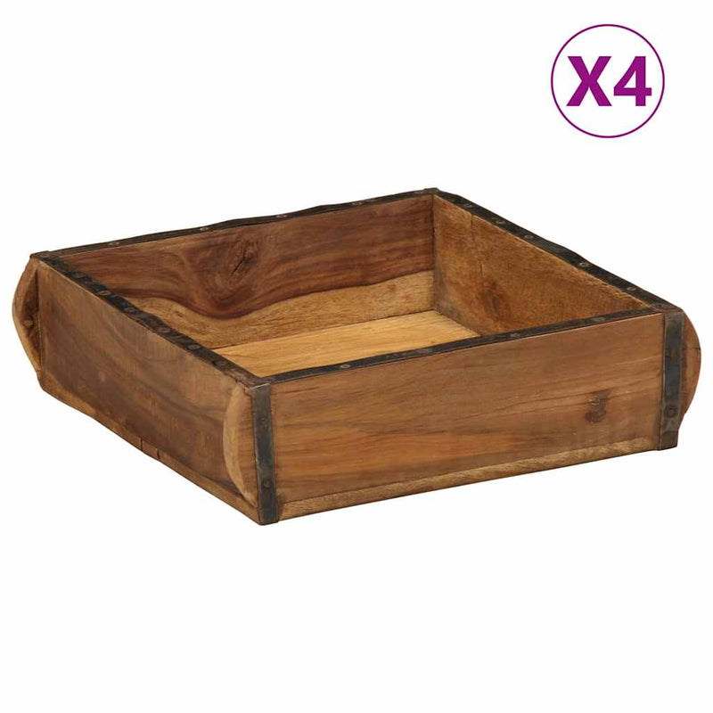 Load image into Gallery viewer, Vidaxl dienblad 4 pcs bruin 29 x 31 x 10 cm massief gerecycled hout