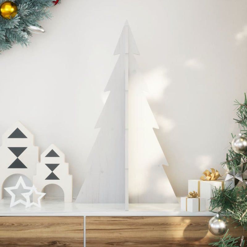 Load image into Gallery viewer, Vidaxl kerstdecoratie kerstboom 80 cm massief grenenhout wit