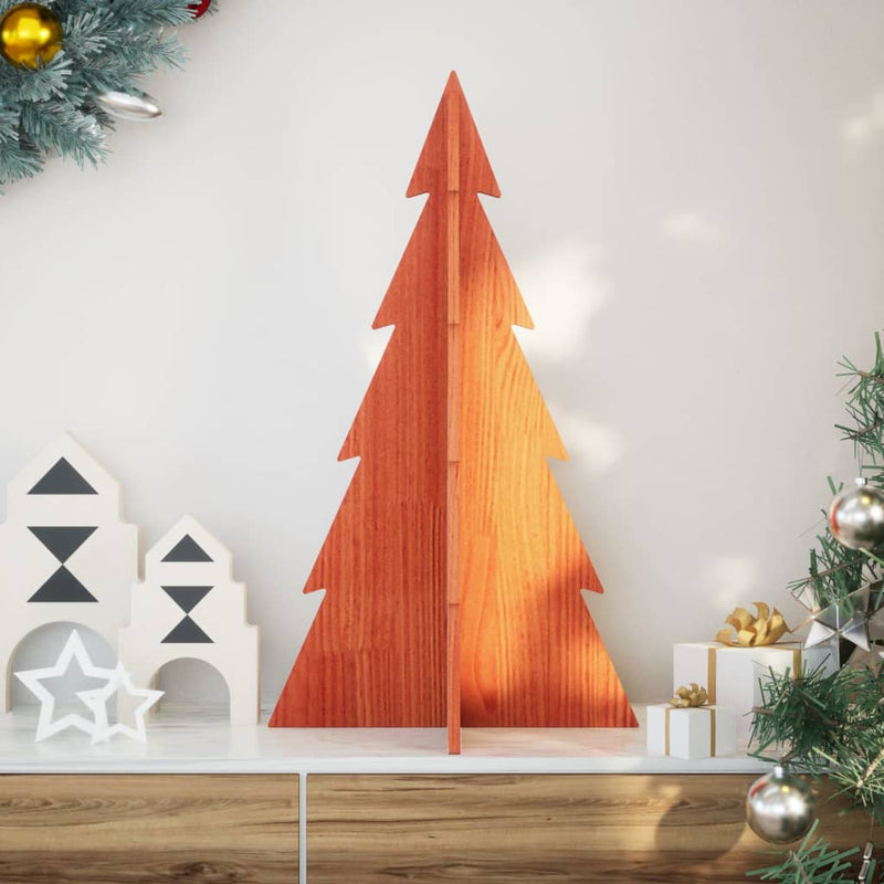 Load image into Gallery viewer, Vidaxl kerstdecoratie kerstboom 80 cm massief grenenhout wasbruin