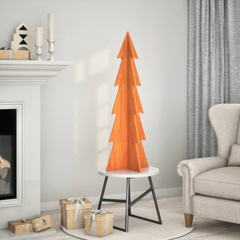 Load image into Gallery viewer, Vidaxl kerstdecoratie kerstboom 112 cm massief grenenhout wasbruin
