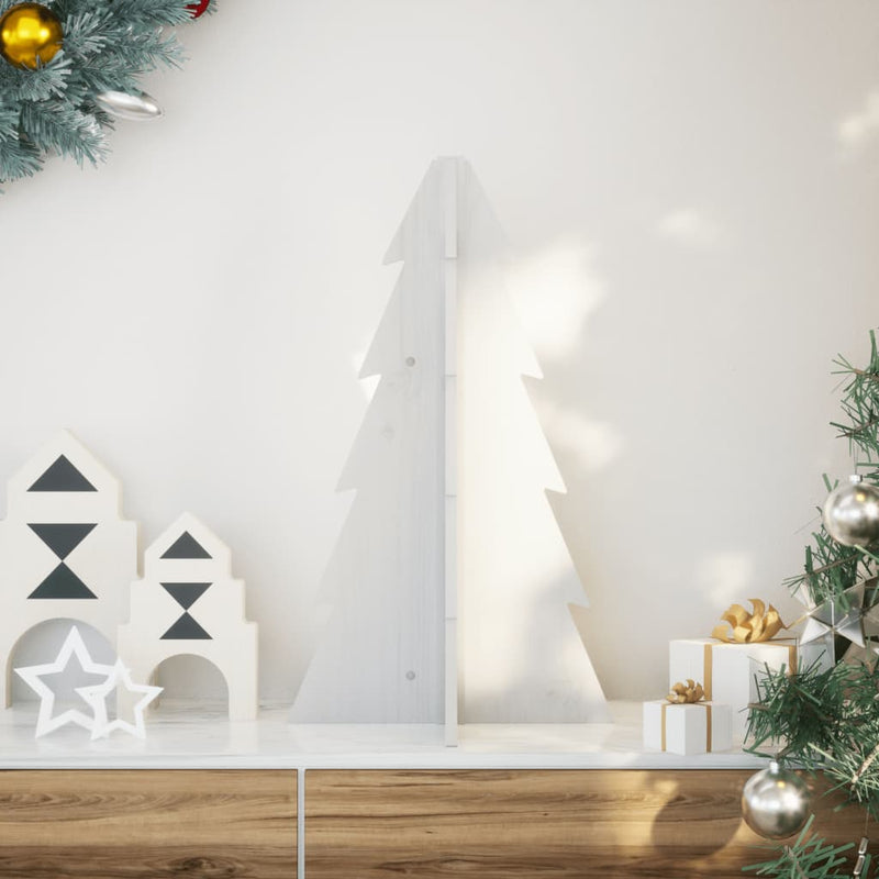 Load image into Gallery viewer, Vidaxl kerstdecoratie kerstboom 69,5 cm massief grenenhout wit