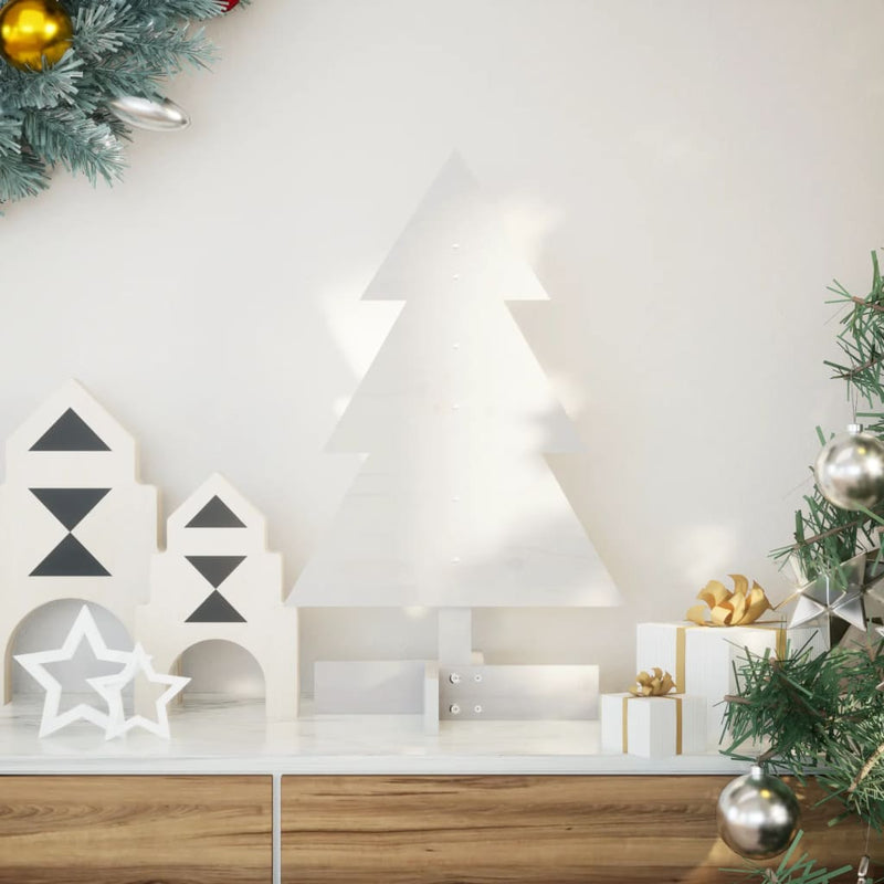 Load image into Gallery viewer, Vidaxl kerstdecoratie kerstboom 60 cm massief grenenhout wit