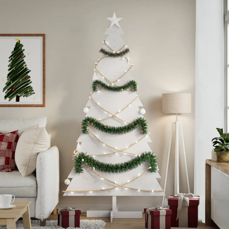 Load image into Gallery viewer, Vidaxl kerstdecoratie kerstboom 180 cm massief grenenhout wit