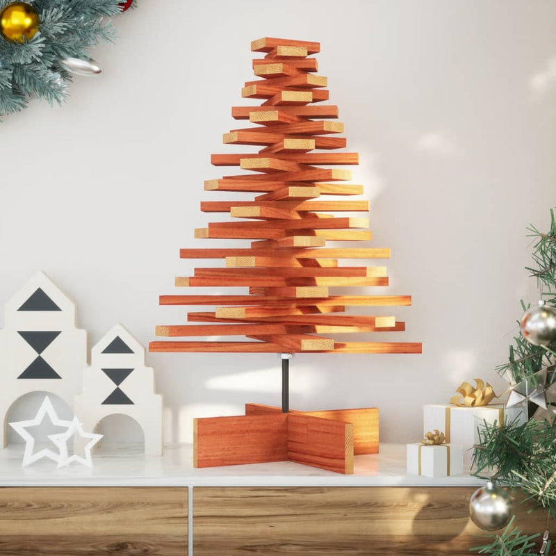 Load image into Gallery viewer, Vidaxl kerstdecoratie kerstboom 80 cm massief grenenhout wasbruin