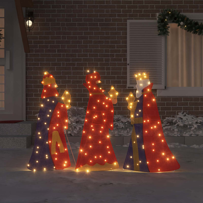 Load image into Gallery viewer, Vidaxl 3 wijze mannen kerstverlichting 3 pcs warmwit 105 cm stof