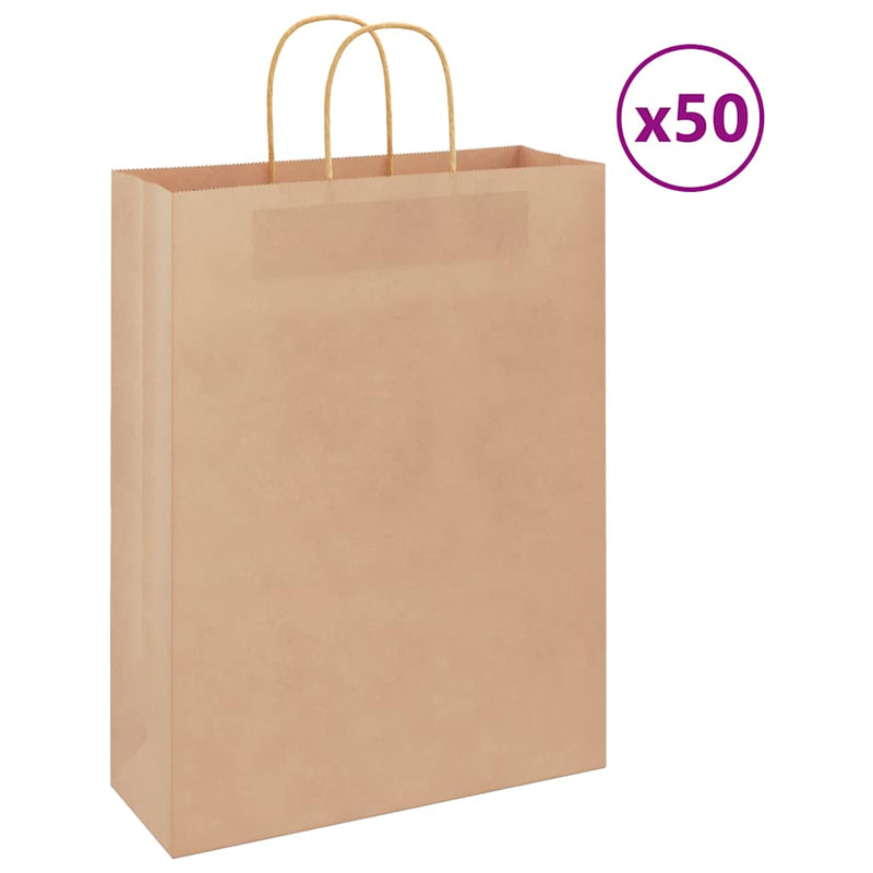 Load image into Gallery viewer, Vidaxl papieren zakken 50 st met hengsels 32x12x42 cm bruin