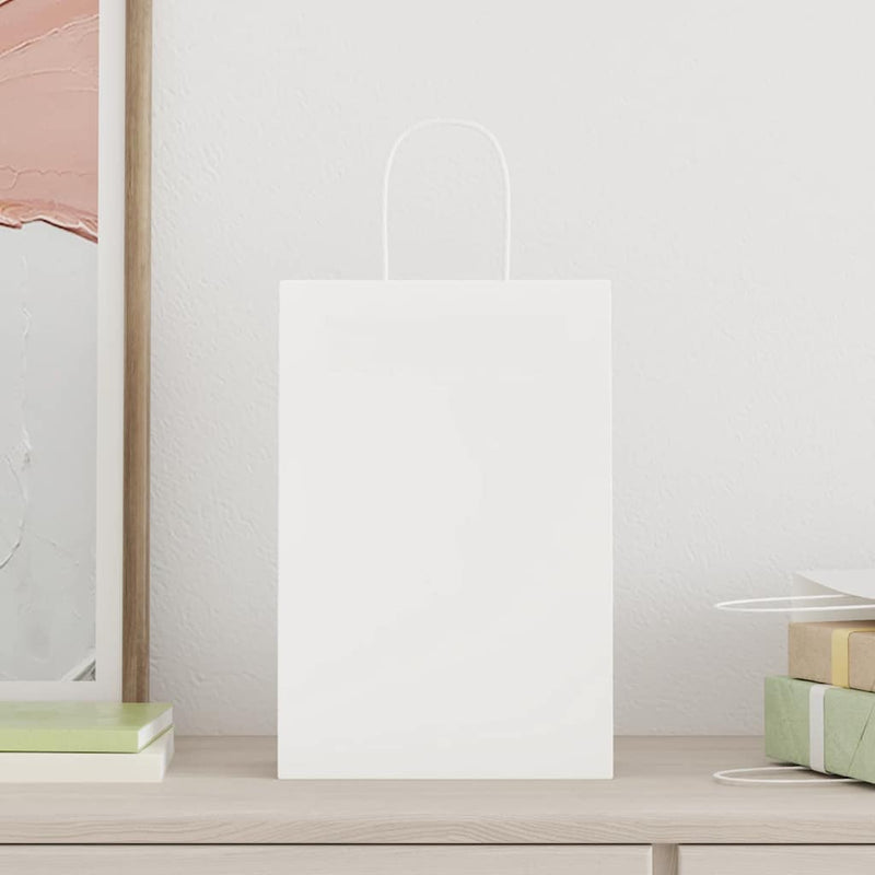 Load image into Gallery viewer, Vidaxl papieren zakjes 50 st met hengsels 21x11x31 cm wit