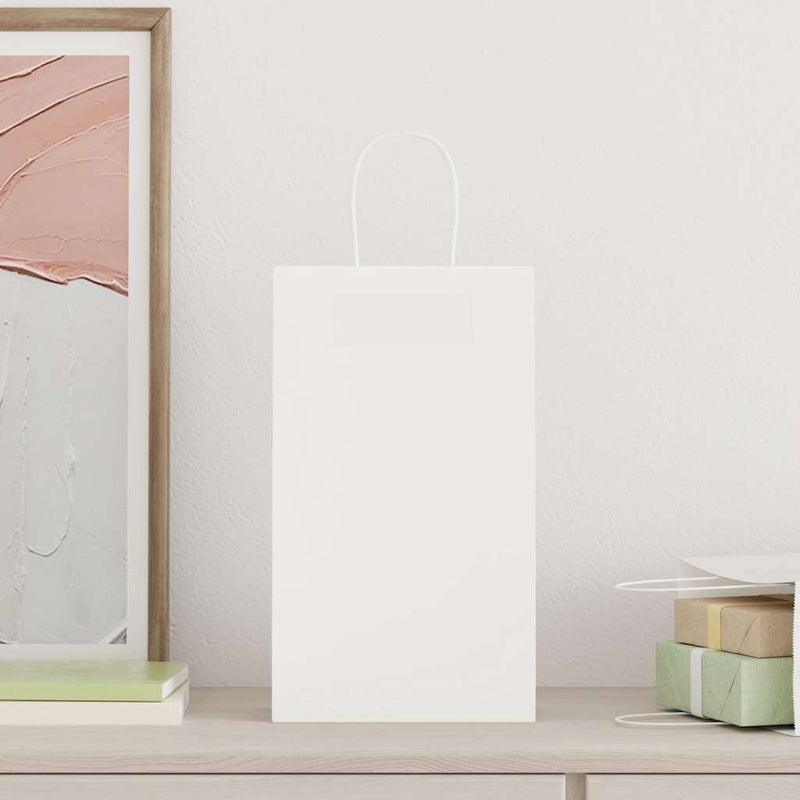 Load image into Gallery viewer, Vidaxl papieren zakken 50 st met hengsels 21x11x36 cm wit