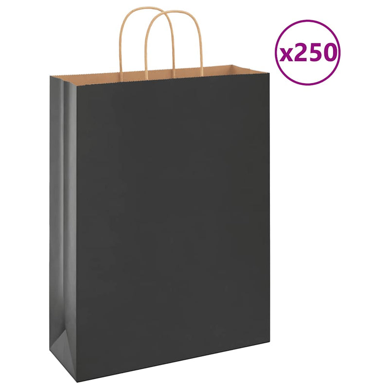 Load image into Gallery viewer, Vidaxl papieren zakken 250 st met hengsels 32x12x42 cm zwart
