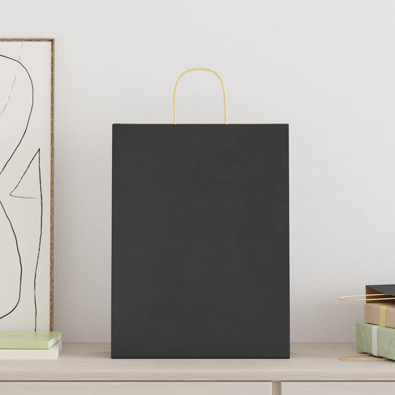 Load image into Gallery viewer, Vidaxl papieren zakken 250 st met hengsels 32x12x42 cm zwart