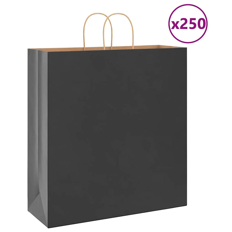 Load image into Gallery viewer, Vidaxl papieren zakken 250 st met hengsels 45x17x48 cm zwart