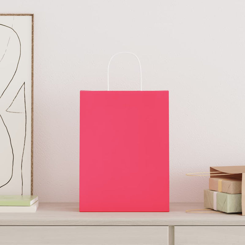 Load image into Gallery viewer, Vidaxl papieren zakken 50 st met hengsels 26x12x35 cm roze