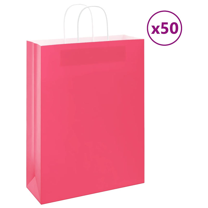 Load image into Gallery viewer, Vidaxl papieren zakken 50 st met hengsels 32x12x42 cm roze