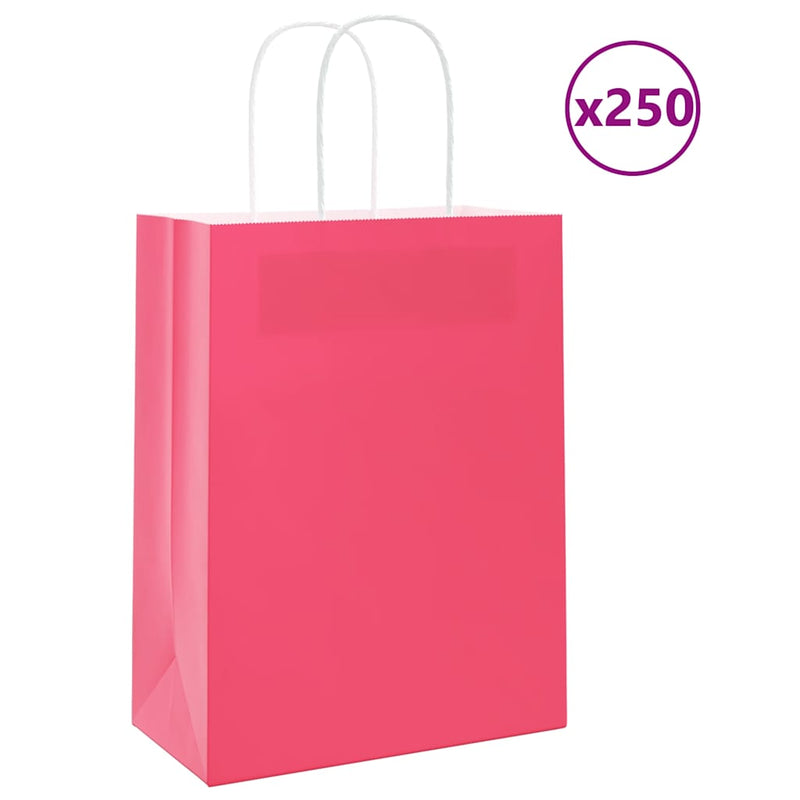 Load image into Gallery viewer, Vidaxl papieren zakken 250 st met hengsels 21x11x28 cm roze