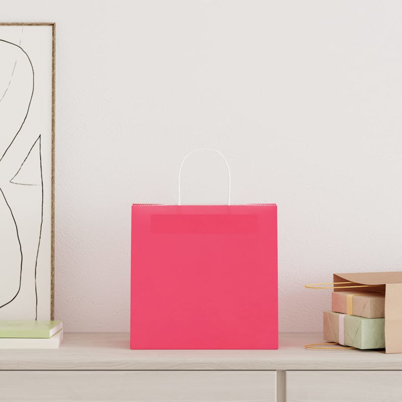 Load image into Gallery viewer, Vidaxl papieren zakken 250 st met hengsels 54x15x49 cm roze