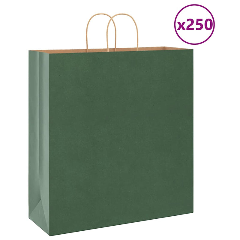 Load image into Gallery viewer, Vidaxl papieren zakken 250 st met hengsels 45x17x48 cm groen