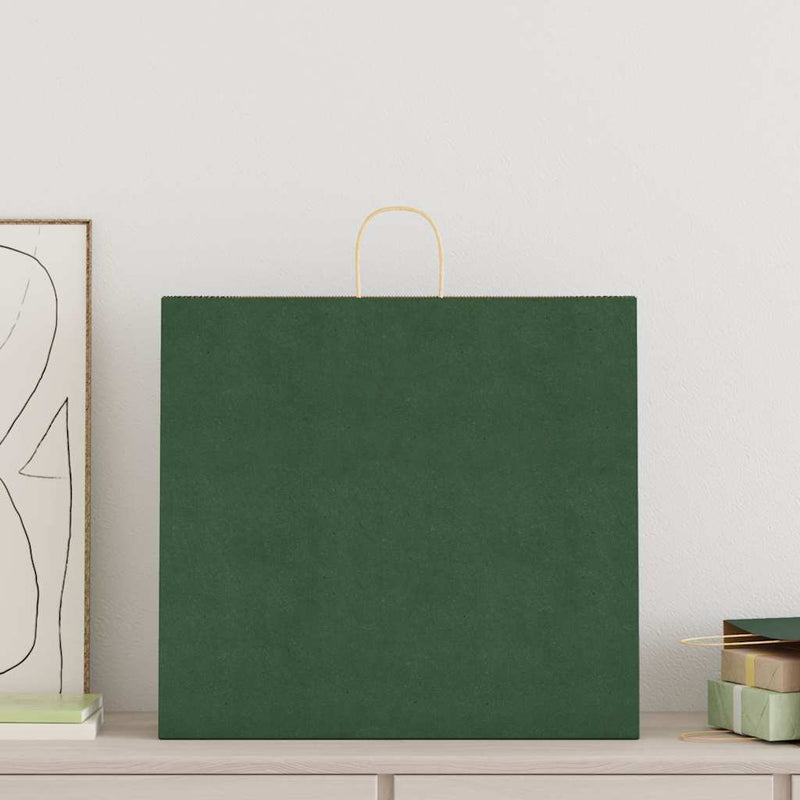 Load image into Gallery viewer, Vidaxl papieren zakken 250 st met hengsels 54x15x49 cm groen
