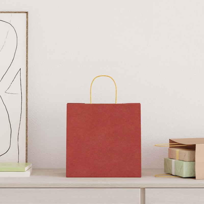 Load image into Gallery viewer, Vidaxl papieren zakken 250 st met hengsels 26x17x25 cm rood