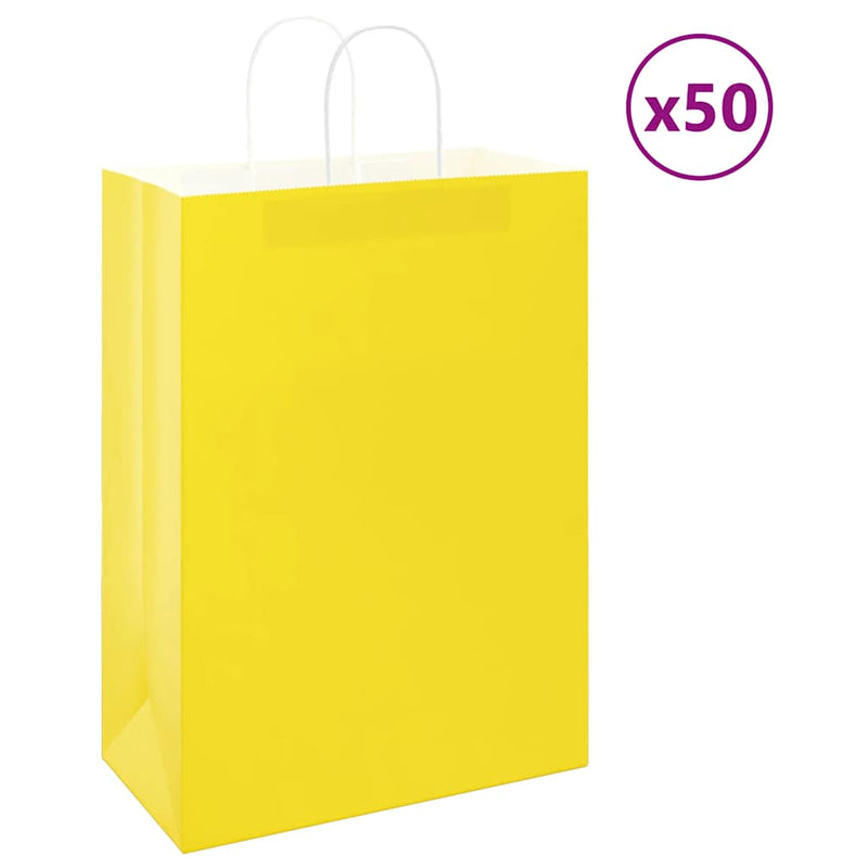 Load image into Gallery viewer, Vidaxl papieren zakken 50 st met hengsels 32x17x44 cm geel