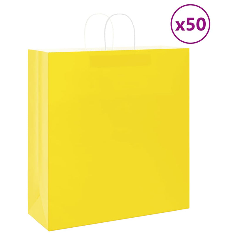 Load image into Gallery viewer, Vidaxl papieren zakken 50 st met hengsels 45x17x48 cm geel