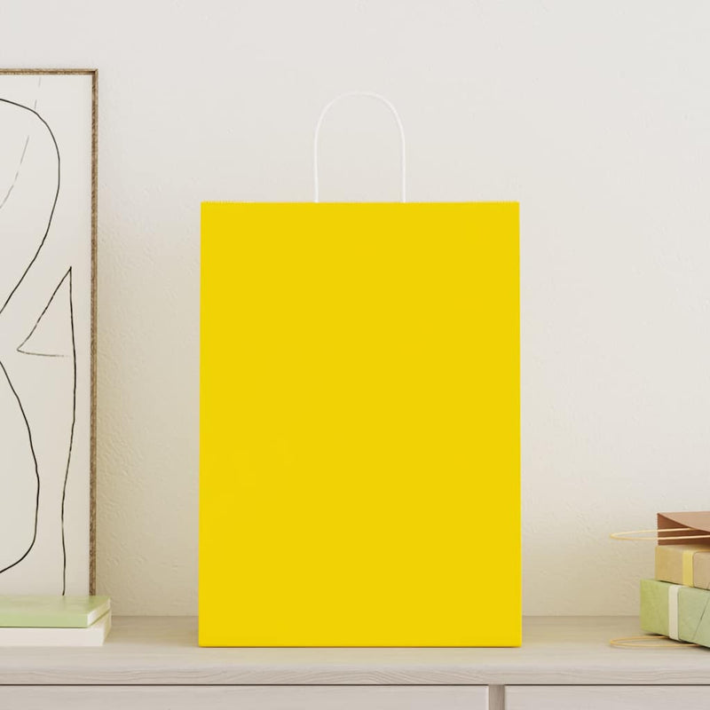 Load image into Gallery viewer, Vidaxl papieren zakken 250 st met hengsels 32x17x44 cm geel