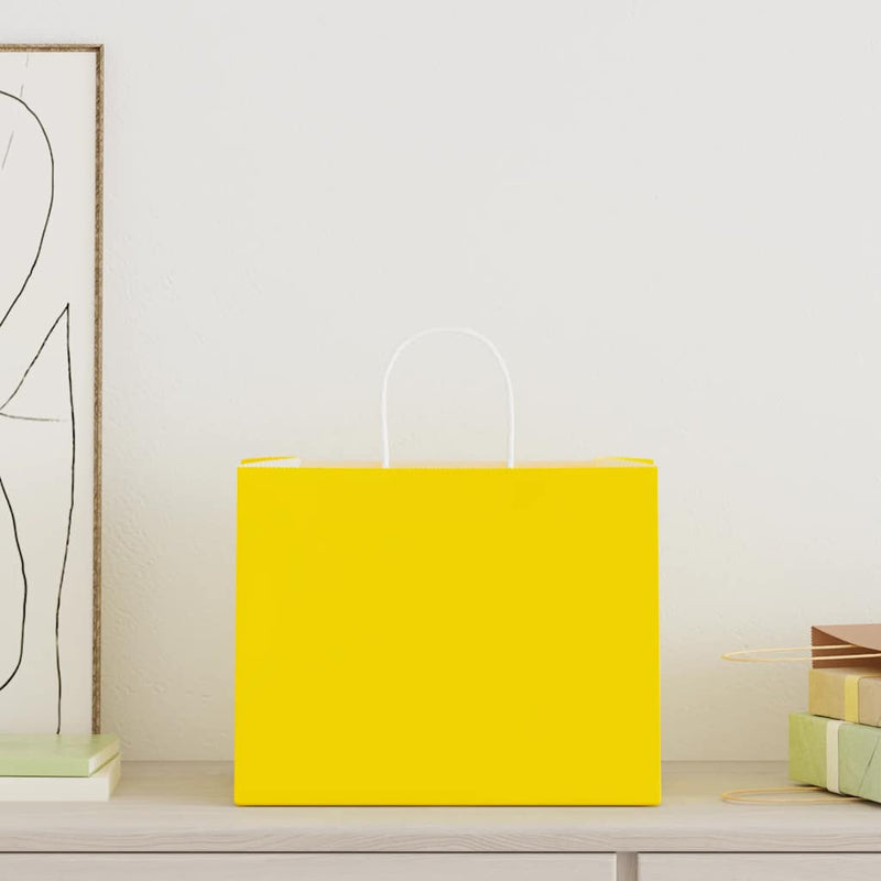 Load image into Gallery viewer, Vidaxl papieren zakken 250 st met hengsels 32x22x24 cm geel
