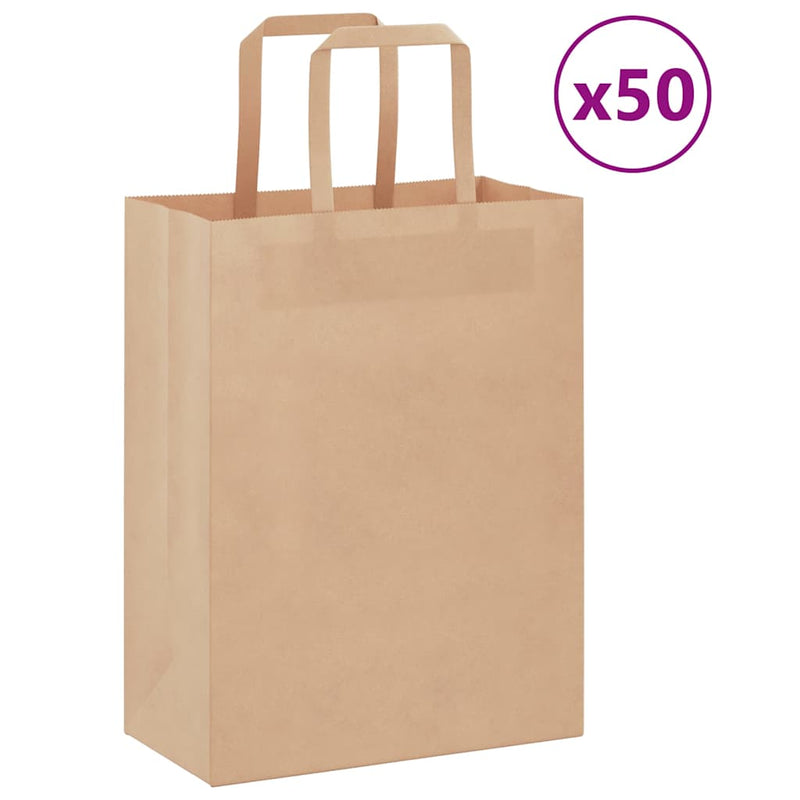 Load image into Gallery viewer, Vidaxl papieren zakken 50 st met hengsels 21x11x28 cm bruin