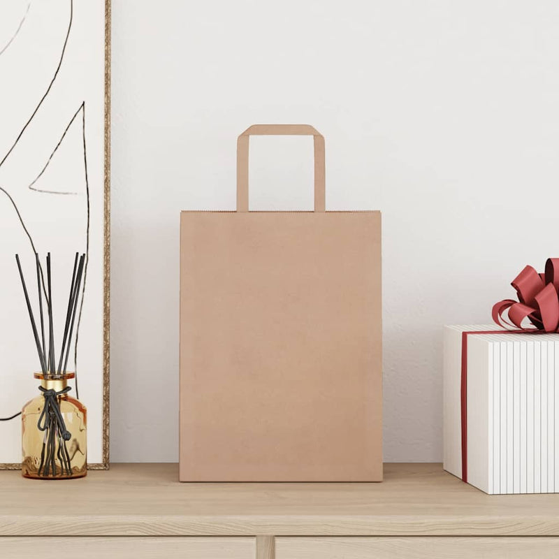 Load image into Gallery viewer, Vidaxl papieren zakken 50 st met hengsels 21x11x28 cm bruin