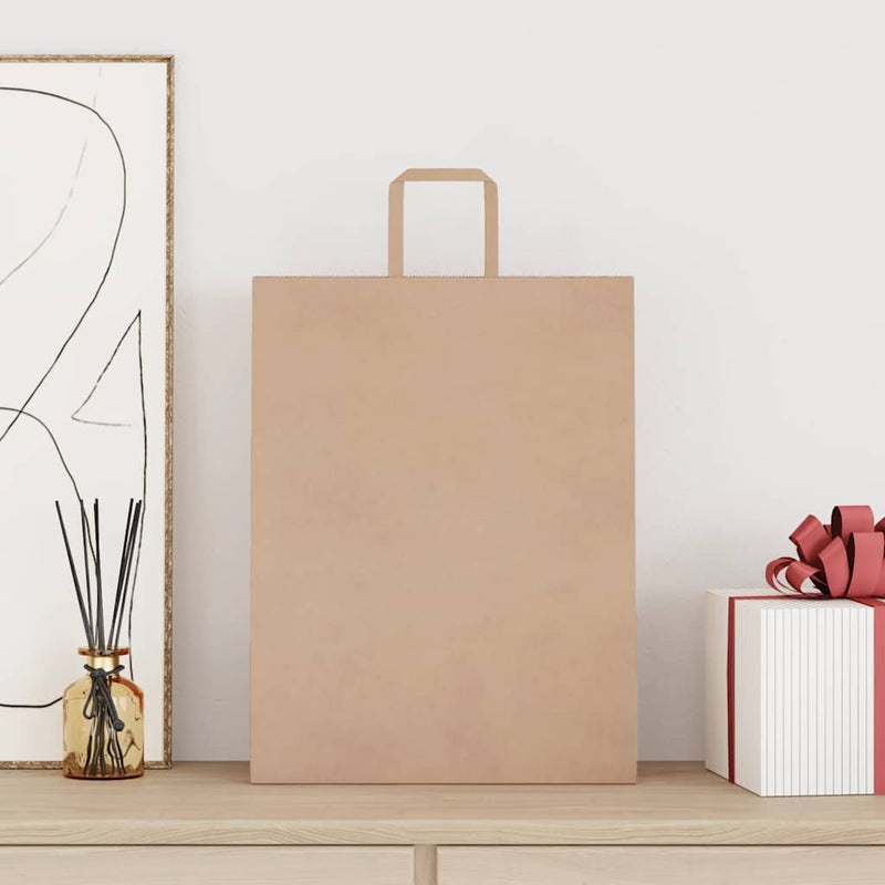 Load image into Gallery viewer, Vidaxl papieren zakken 50 st met hengsels 32x12x42 cm bruin