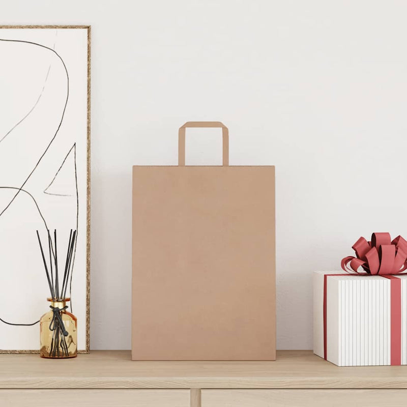 Load image into Gallery viewer, Vidaxl papieren zakken 250 st met hengsels 26x12x35 cm bruin