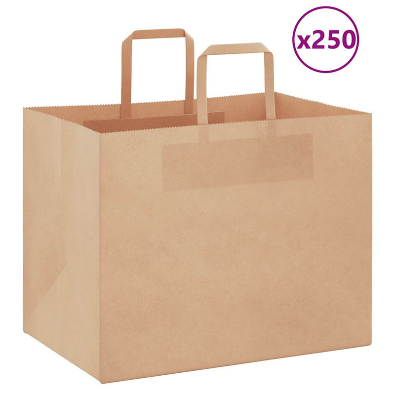 Load image into Gallery viewer, Vidaxl papieren zakken 250 st met hengsels 32x22x24 cm bruin