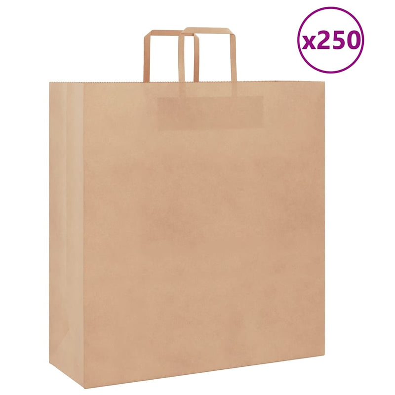 Load image into Gallery viewer, Vidaxl papieren zakken 250 st met hengsels 45x17x48 cm bruin