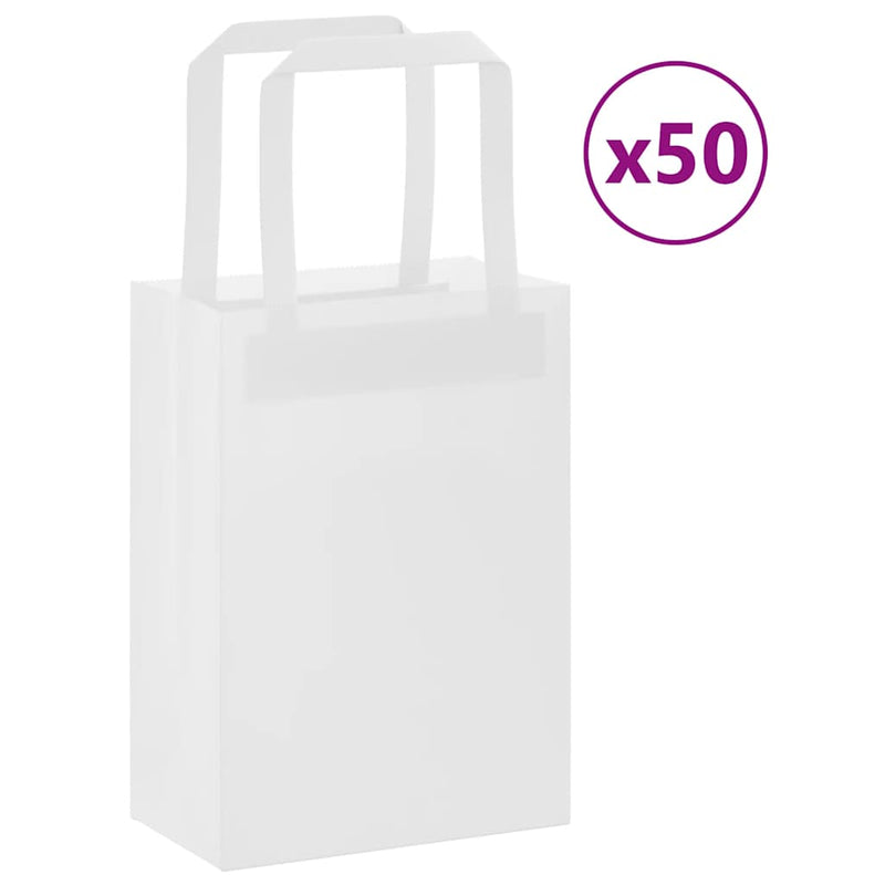Load image into Gallery viewer, Vidaxl papieren zakken 50 st met hengsels 15x8x21 cm wit