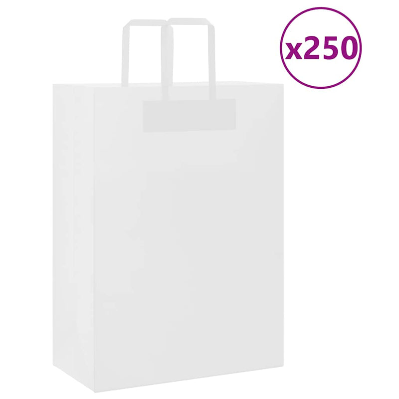 Load image into Gallery viewer, Vidaxl papieren zakken 250 st met hengsels 32x17x44 cm wit