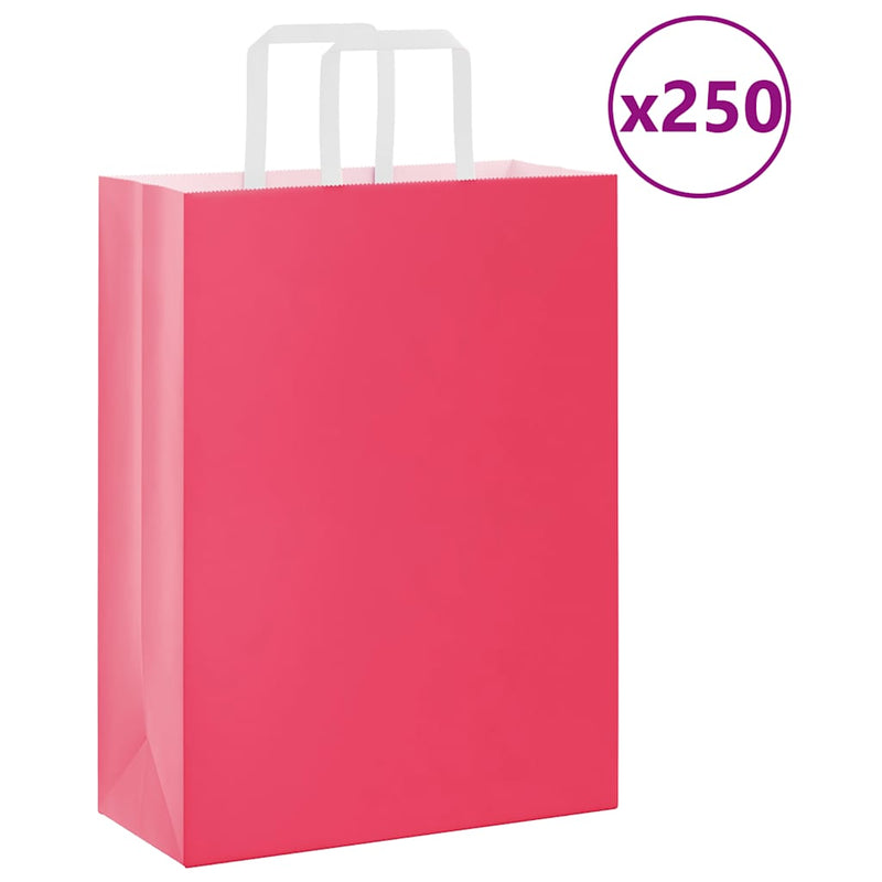 Load image into Gallery viewer, Vidaxl papieren zakken 250 st met hengsels 26x12x35 cm roze
