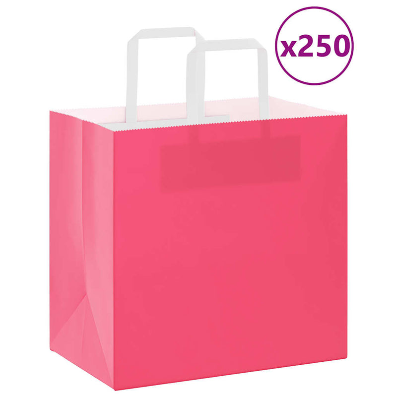 Load image into Gallery viewer, Vidaxl papieren zakken 250 st met hengsels 26x17x25 cm roze