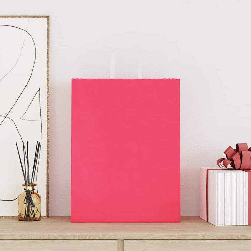 Load image into Gallery viewer, Vidaxl papieren zakken 250 st met hengsels 32x12x42 cm roze