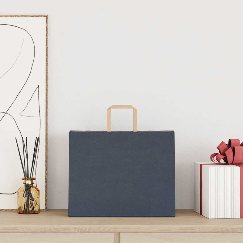 Load image into Gallery viewer, Vidaxl papieren zakken 250 st met hengsels 32x22x24 cm blauw